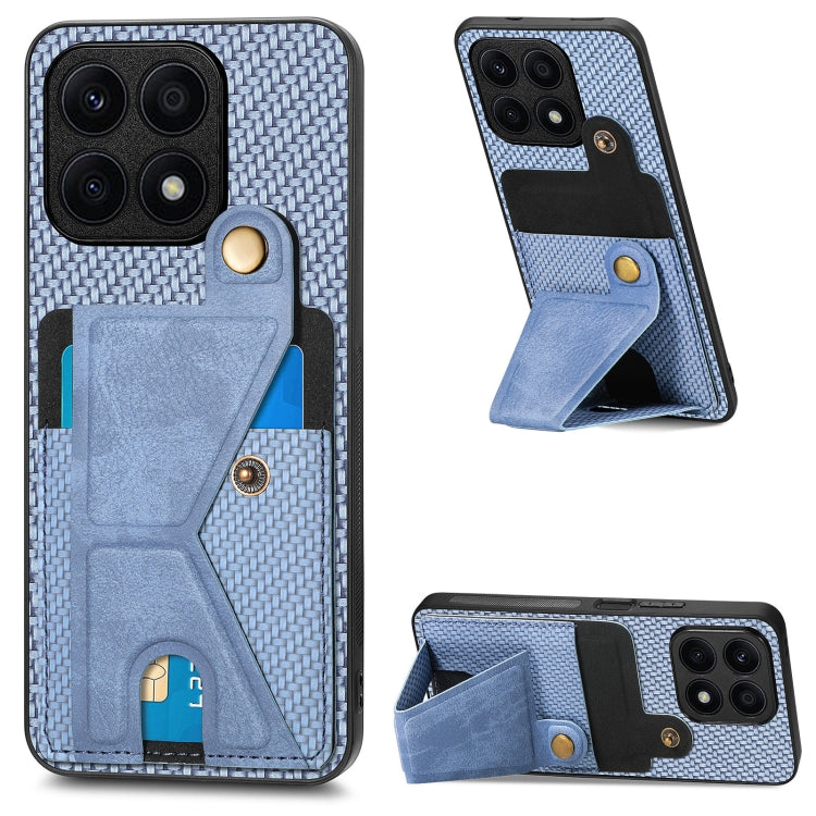 Carbon Fiber Wallet Flip Card K-shaped Holder Phone Case, For Honor Magic5, For Honor X7A, For Honor X8A, For Xiaomi Poco X4 Pro 5G
