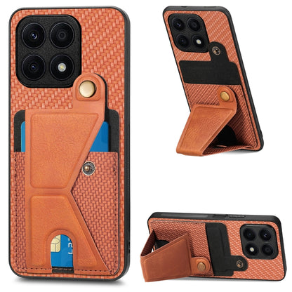 Carbon Fiber Wallet Flip Card K-shaped Holder Phone Case, For Honor Magic5, For Honor X7A, For Honor X8A, For Xiaomi Poco X4 Pro 5G