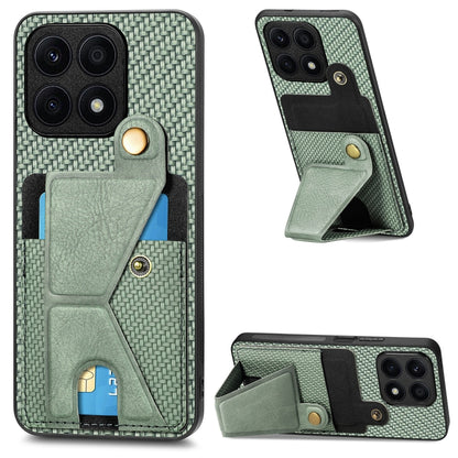 Carbon Fiber Wallet Flip Card K-shaped Holder Phone Case, For Honor Magic5, For Honor X7A, For Honor X8A, For Xiaomi Poco X4 Pro 5G