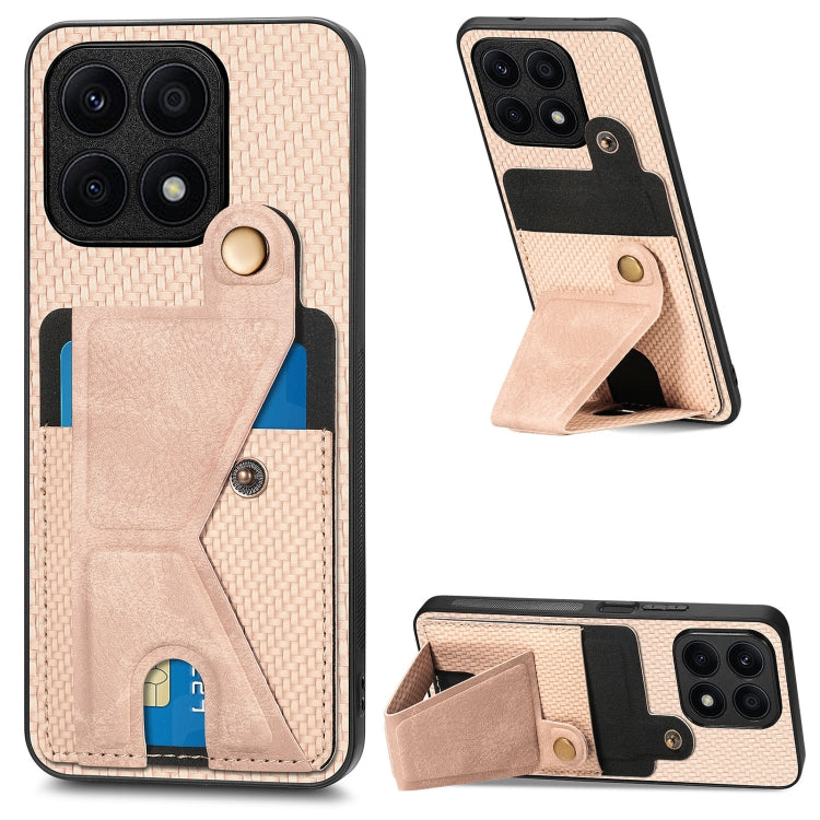 Carbon Fiber Wallet Flip Card K-shaped Holder Phone Case, For Honor Magic5, For Honor X7A, For Honor X8A, For Xiaomi Poco X4 Pro 5G