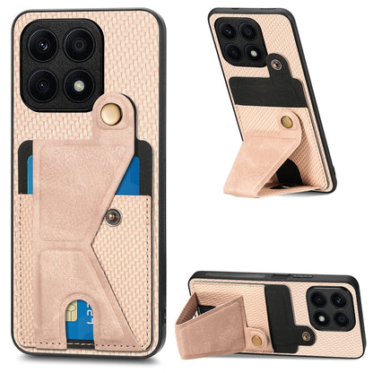 Carbon Fiber Wallet Flip Card K-shaped Holder Phone Case, For Honor Magic5, For Honor X7A, For Honor X8A, For Xiaomi Poco X4 Pro 5G