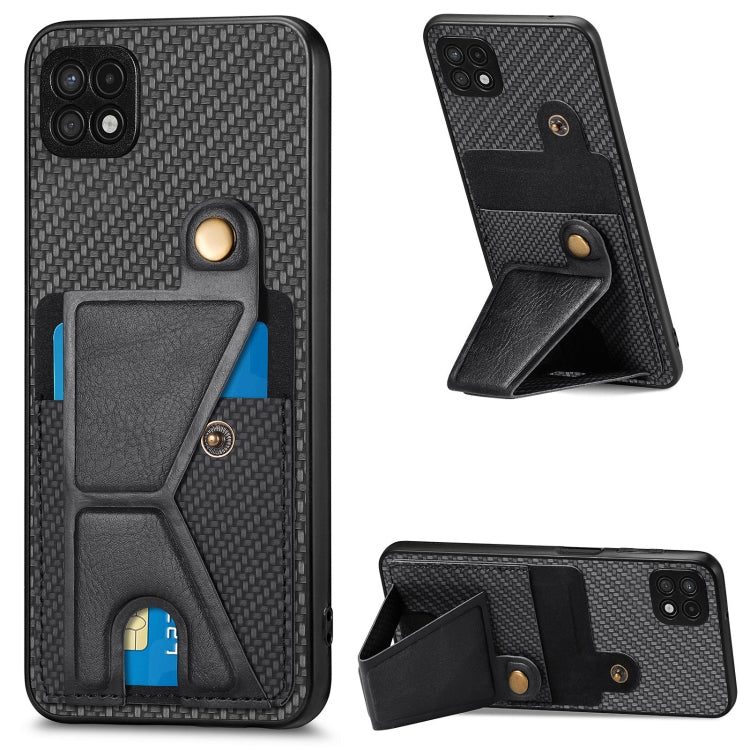Carbon Fiber Wallet Flip Card K-shaped Holder Phone Case, For Samsung Galaxy A22 5G, For Samsung Galaxy A32 5G