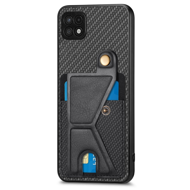 Carbon Fiber Wallet Flip Card K-shaped Holder Phone Case, For Samsung Galaxy A22 5G, For Samsung Galaxy A32 5G