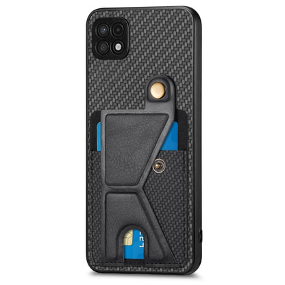 Carbon Fiber Wallet Flip Card K-shaped Holder Phone Case, For Samsung Galaxy A22 5G, For Samsung Galaxy A32 5G