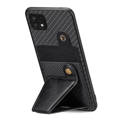 Carbon Fiber Wallet Flip Card K-shaped Holder Phone Case, For Samsung Galaxy A22 5G, For Samsung Galaxy A32 5G