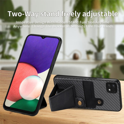 Carbon Fiber Wallet Flip Card K-shaped Holder Phone Case, For Samsung Galaxy A22 5G, For Samsung Galaxy A32 5G