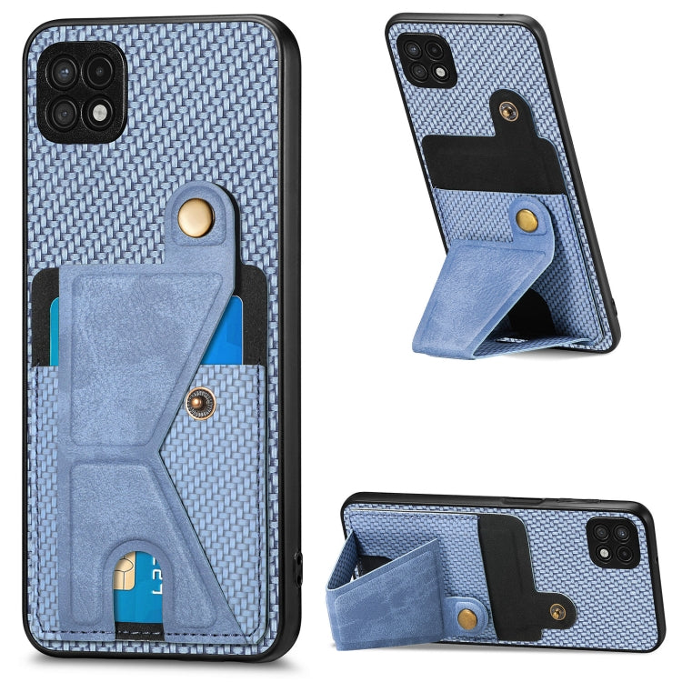 Carbon Fiber Wallet Flip Card K-shaped Holder Phone Case, For Samsung Galaxy A22 5G, For Samsung Galaxy A32 5G