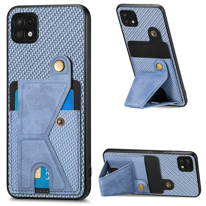Carbon Fiber Wallet Flip Card K-shaped Holder Phone Case, For Samsung Galaxy A22 5G, For Samsung Galaxy A32 5G
