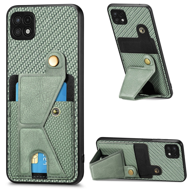 Carbon Fiber Wallet Flip Card K-shaped Holder Phone Case, For Samsung Galaxy A22 5G, For Samsung Galaxy A32 5G