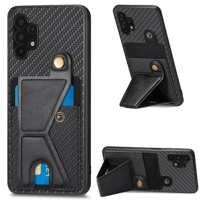 Carbon Fiber Wallet Flip Card K-shaped Holder Phone Case, For Samsung Galaxy A22 5G, For Samsung Galaxy A32 5G