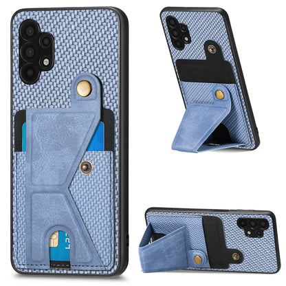 Carbon Fiber Wallet Flip Card K-shaped Holder Phone Case, For Samsung Galaxy A22 5G, For Samsung Galaxy A32 5G