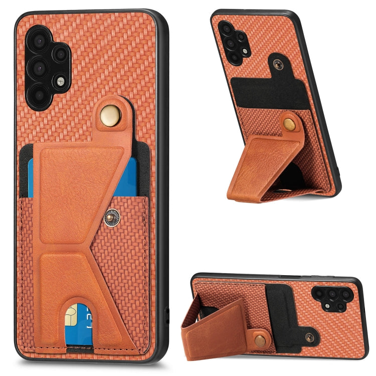 Carbon Fiber Wallet Flip Card K-shaped Holder Phone Case, For Samsung Galaxy A22 5G, For Samsung Galaxy A32 5G