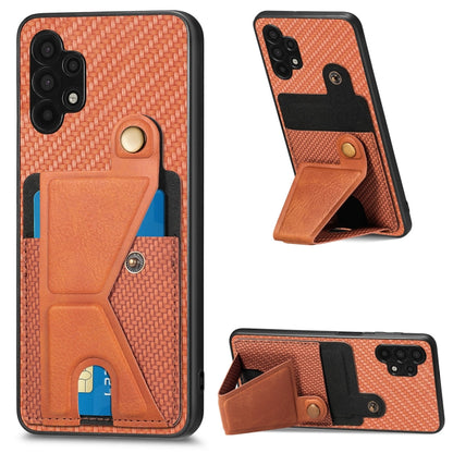 Carbon Fiber Wallet Flip Card K-shaped Holder Phone Case, For Samsung Galaxy A22 5G, For Samsung Galaxy A32 5G