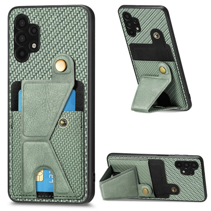 Carbon Fiber Wallet Flip Card K-shaped Holder Phone Case, For Samsung Galaxy A22 5G, For Samsung Galaxy A32 5G