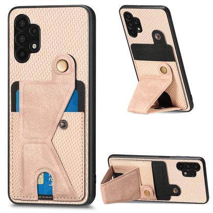 Carbon Fiber Wallet Flip Card K-shaped Holder Phone Case, For Samsung Galaxy A22 5G, For Samsung Galaxy A32 5G