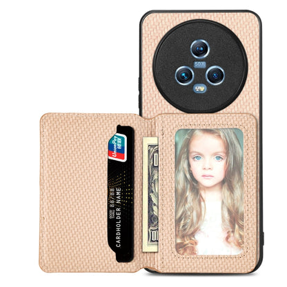 Carbon Fiber Magnetic Card Wallet Bag Phone Case, For Honor Magic5, For Honor X7A, For Honor X8A, For Honor X9A
