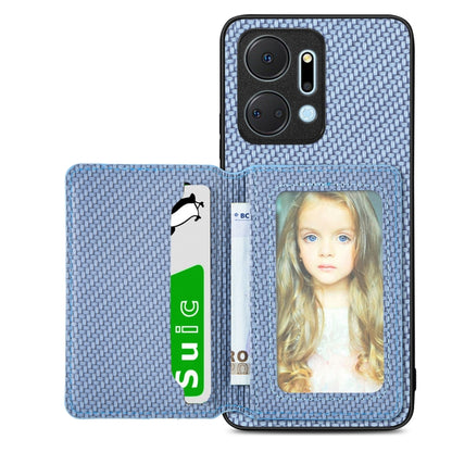 Carbon Fiber Magnetic Card Wallet Bag Phone Case, For Honor Magic5, For Honor X7A, For Honor X8A, For Honor X9A