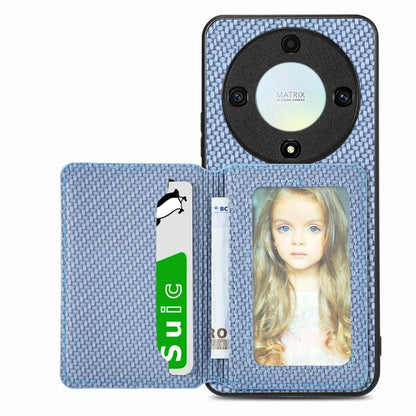Carbon Fiber Magnetic Card Wallet Bag Phone Case, For Honor Magic5, For Honor X7A, For Honor X8A, For Honor X9A