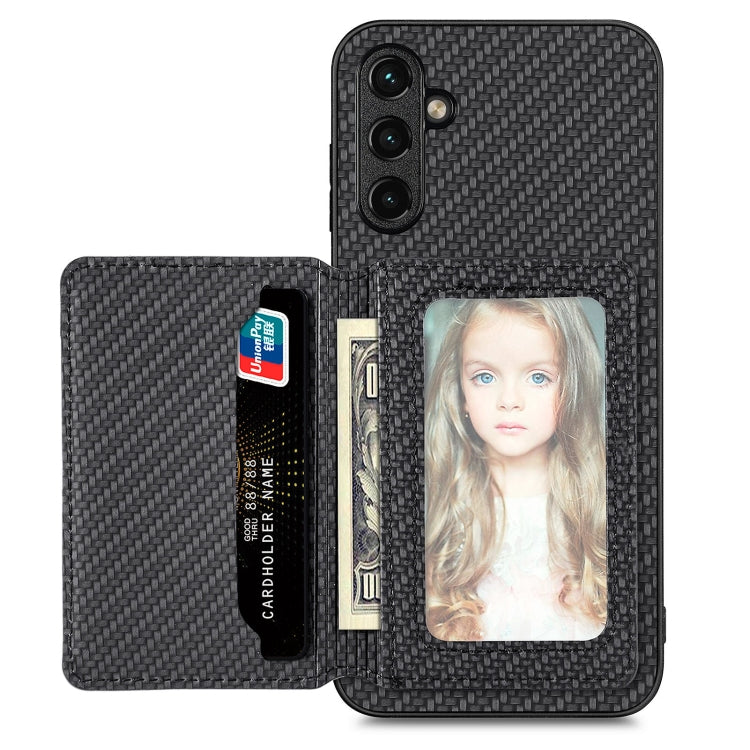 Carbon Fiber Magnetic Card Wallet Bag Phone Case, For Samsung Galaxy A34 5G