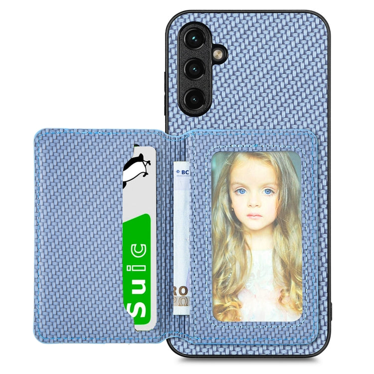 Carbon Fiber Magnetic Card Wallet Bag Phone Case, For Samsung Galaxy A34 5G