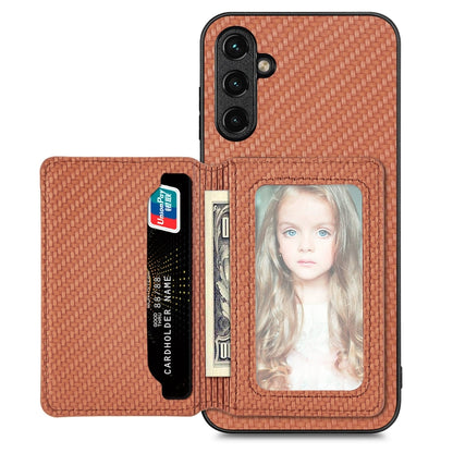 Carbon Fiber Magnetic Card Wallet Bag Phone Case, For Samsung Galaxy A34 5G