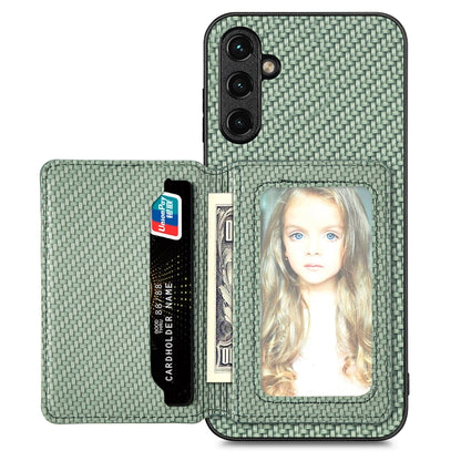 Carbon Fiber Magnetic Card Wallet Bag Phone Case, For Samsung Galaxy A34 5G