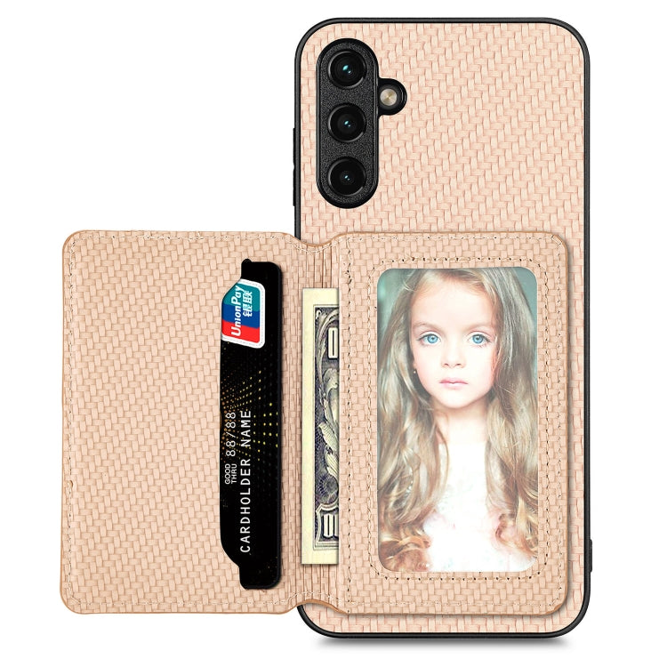 Carbon Fiber Magnetic Card Wallet Bag Phone Case, For Samsung Galaxy A34 5G