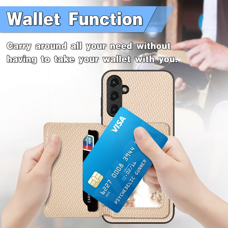 Carbon Fiber Magnetic Card Wallet Bag Phone Case, For Samsung Galaxy A34 5G