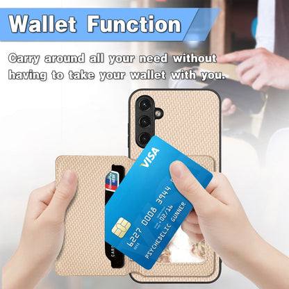 Carbon Fiber Magnetic Card Wallet Bag Phone Case, For Samsung Galaxy A34 5G