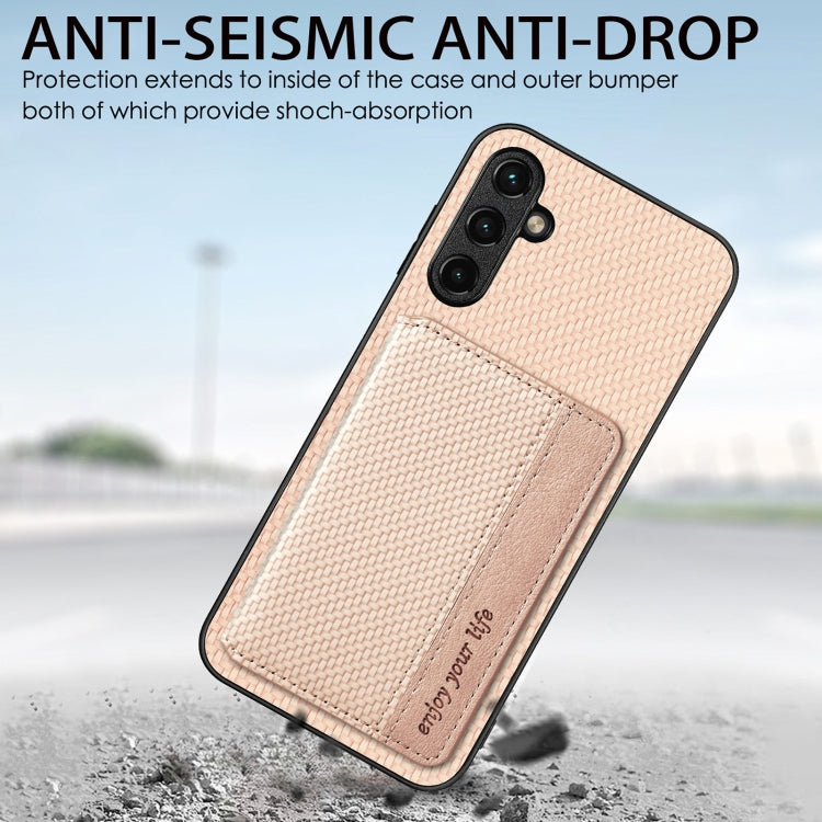 Carbon Fiber Magnetic Card Wallet Bag Phone Case, For Samsung Galaxy A34 5G