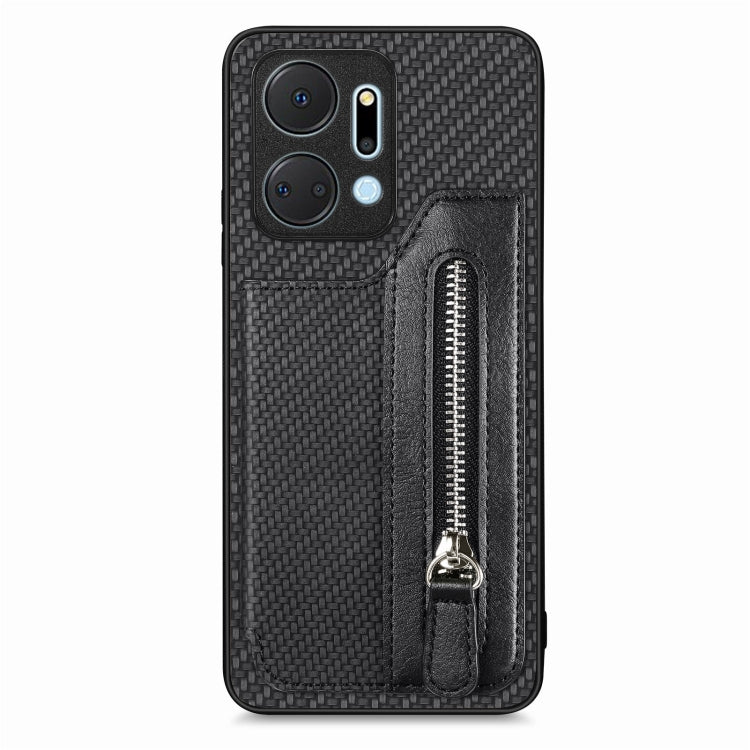 Carbon Fiber Horizontal Flip Zipper Wallet Phone Case, For Honor X7A, For Honor X8A, For Xiaomi Poco X4 Pro 5G, For Samsung Galaxy A22 5G