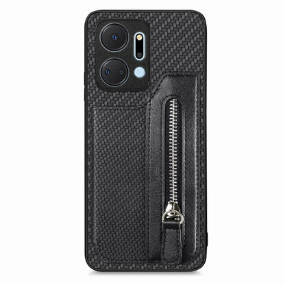 Carbon Fiber Horizontal Flip Zipper Wallet Phone Case, For Honor X7A, For Honor X8A, For Xiaomi Poco X4 Pro 5G, For Samsung Galaxy A22 5G