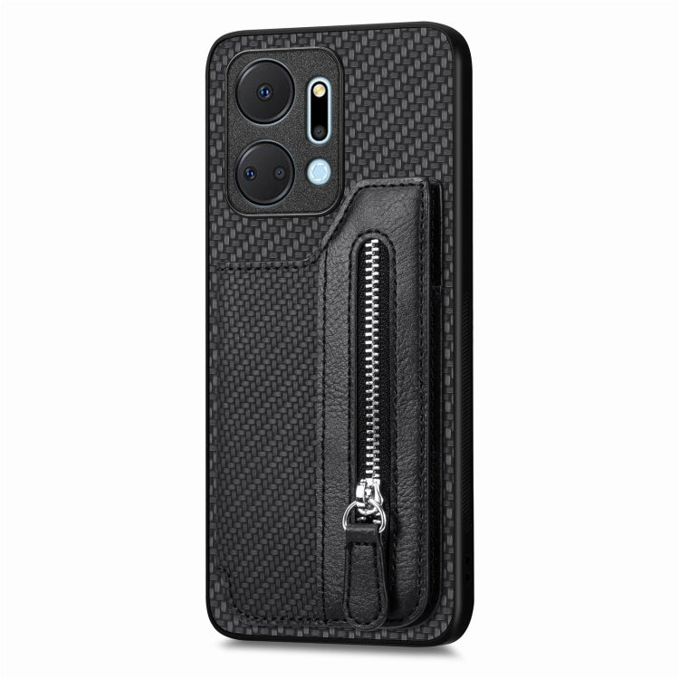 Carbon Fiber Horizontal Flip Zipper Wallet Phone Case, For Honor X7A, For Honor X8A, For Xiaomi Poco X4 Pro 5G, For Samsung Galaxy A22 5G