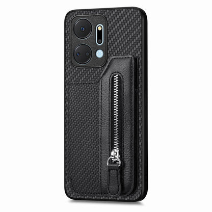 Carbon Fiber Horizontal Flip Zipper Wallet Phone Case, For Honor X7A, For Honor X8A, For Xiaomi Poco X4 Pro 5G, For Samsung Galaxy A22 5G