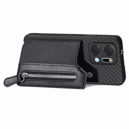 Carbon Fiber Horizontal Flip Zipper Wallet Phone Case, For Honor X7A, For Honor X8A, For Xiaomi Poco X4 Pro 5G, For Samsung Galaxy A22 5G