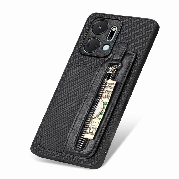 Carbon Fiber Horizontal Flip Zipper Wallet Phone Case, For Honor X7A, For Honor X8A, For Xiaomi Poco X4 Pro 5G, For Samsung Galaxy A22 5G