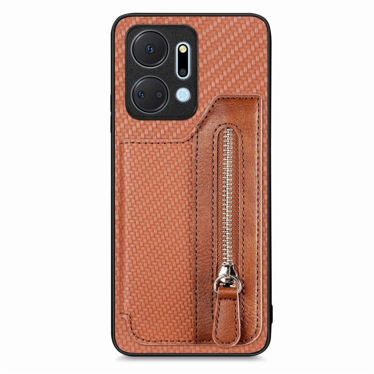 Carbon Fiber Horizontal Flip Zipper Wallet Phone Case, For Honor X7A, For Honor X8A, For Xiaomi Poco X4 Pro 5G, For Samsung Galaxy A22 5G