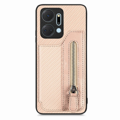 Carbon Fiber Horizontal Flip Zipper Wallet Phone Case, For Honor X7A, For Honor X8A, For Xiaomi Poco X4 Pro 5G, For Samsung Galaxy A22 5G