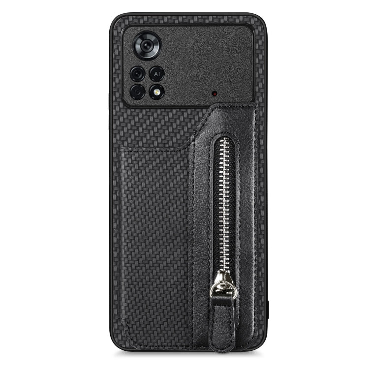 Carbon Fiber Horizontal Flip Zipper Wallet Phone Case, For Honor X7A, For Honor X8A, For Xiaomi Poco X4 Pro 5G, For Samsung Galaxy A22 5G
