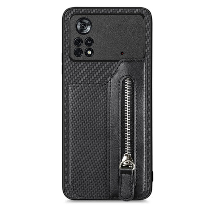 Carbon Fiber Horizontal Flip Zipper Wallet Phone Case, For Honor X7A, For Honor X8A, For Xiaomi Poco X4 Pro 5G, For Samsung Galaxy A22 5G