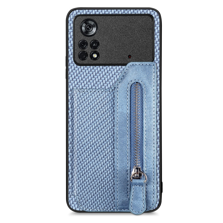 Carbon Fiber Horizontal Flip Zipper Wallet Phone Case, For Honor X7A, For Honor X8A, For Xiaomi Poco X4 Pro 5G, For Samsung Galaxy A22 5G