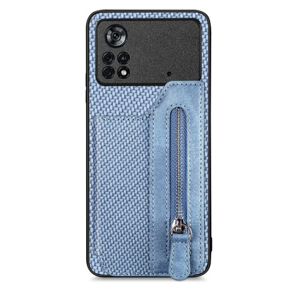 Carbon Fiber Horizontal Flip Zipper Wallet Phone Case, For Honor X7A, For Honor X8A, For Xiaomi Poco X4 Pro 5G, For Samsung Galaxy A22 5G