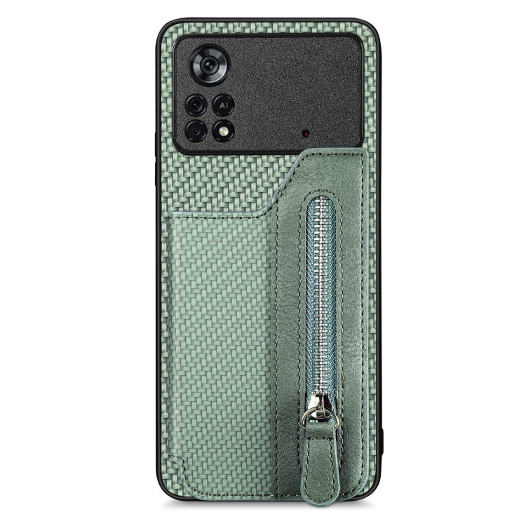 Carbon Fiber Horizontal Flip Zipper Wallet Phone Case, For Honor X7A, For Honor X8A, For Xiaomi Poco X4 Pro 5G, For Samsung Galaxy A22 5G