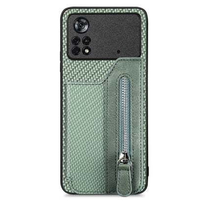 Carbon Fiber Horizontal Flip Zipper Wallet Phone Case, For Honor X7A, For Honor X8A, For Xiaomi Poco X4 Pro 5G, For Samsung Galaxy A22 5G