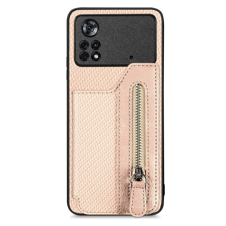 Carbon Fiber Horizontal Flip Zipper Wallet Phone Case, For Honor X7A, For Honor X8A, For Xiaomi Poco X4 Pro 5G, For Samsung Galaxy A22 5G