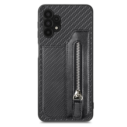 Carbon Fiber Horizontal Flip Zipper Wallet Phone Case, For Samsung Galaxy A32 5G
