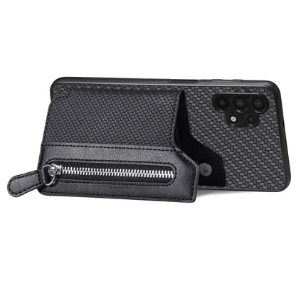 Carbon Fiber Horizontal Flip Zipper Wallet Phone Case, For Samsung Galaxy A32 5G