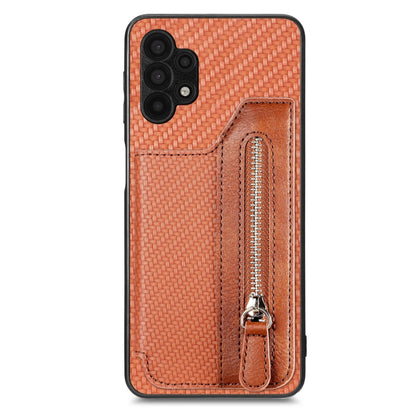 Carbon Fiber Horizontal Flip Zipper Wallet Phone Case, For Samsung Galaxy A32 5G