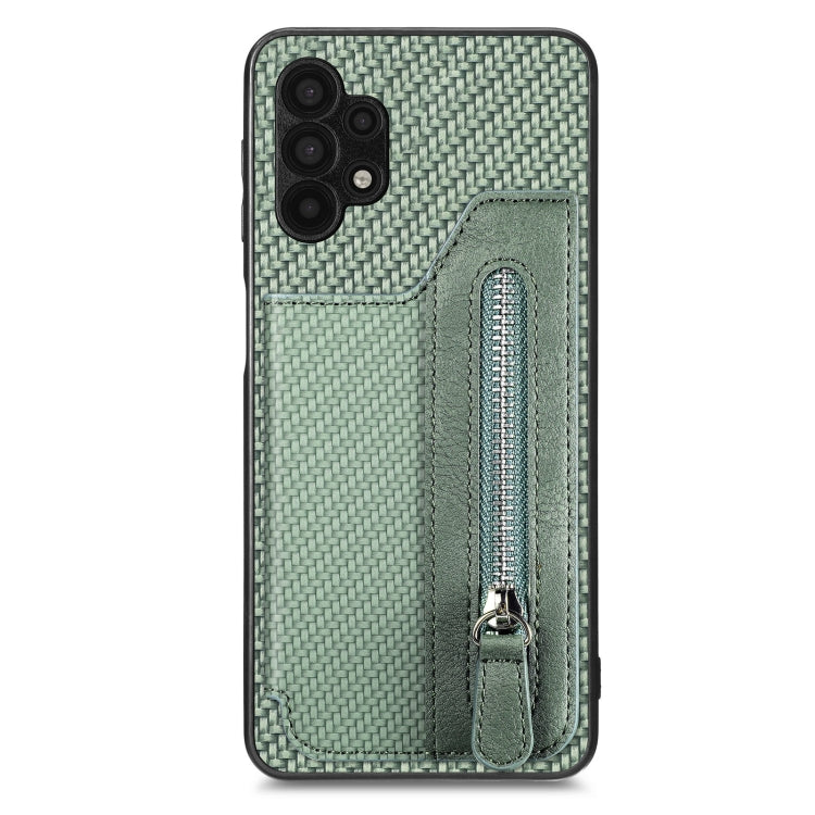 Carbon Fiber Horizontal Flip Zipper Wallet Phone Case, For Samsung Galaxy A32 5G