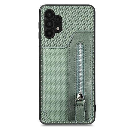 Carbon Fiber Horizontal Flip Zipper Wallet Phone Case, For Samsung Galaxy A32 5G